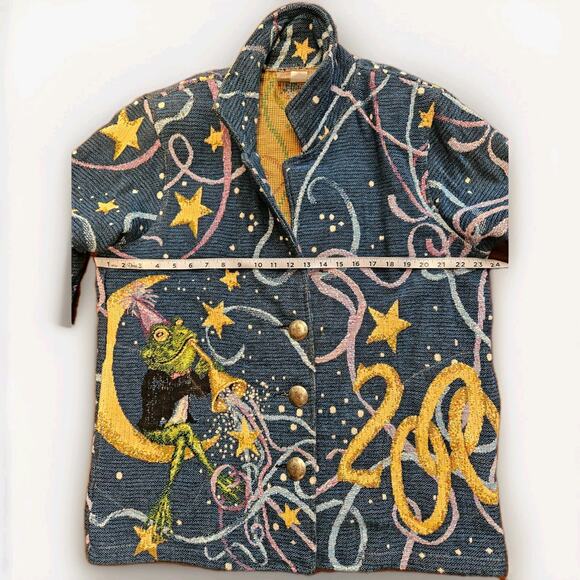 VtgPainted Pony Stephanie Stouffer Celebration Frog Tapestry Jacket Large Women - Picture 6 of 9